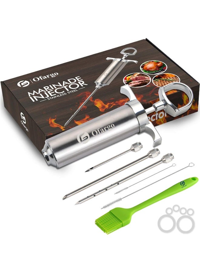 Ofargo Stainless Steel Meat Injector Syringe with 3 Marinade Injector Needles for BBQ Grill Smoker, 2-oz Large Capacity - Image 1